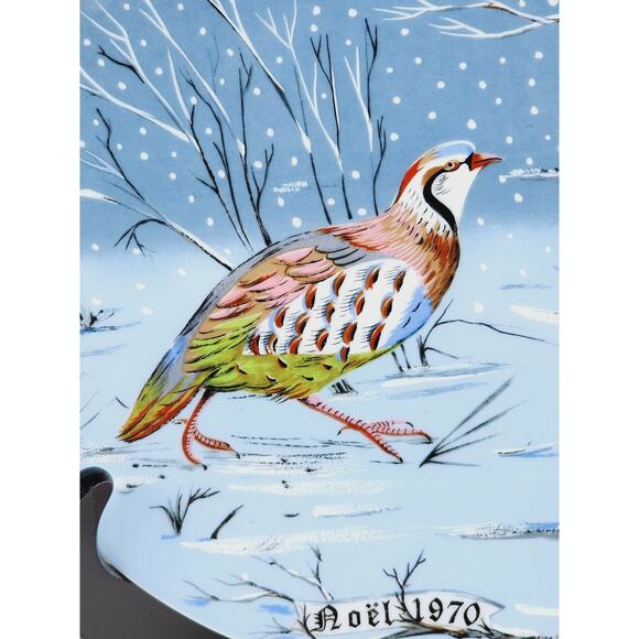 Limoges Partridge In A Pear Tree Christmas Plate Wall Decor 8 1/4" Blue France - Picture 2 of 13